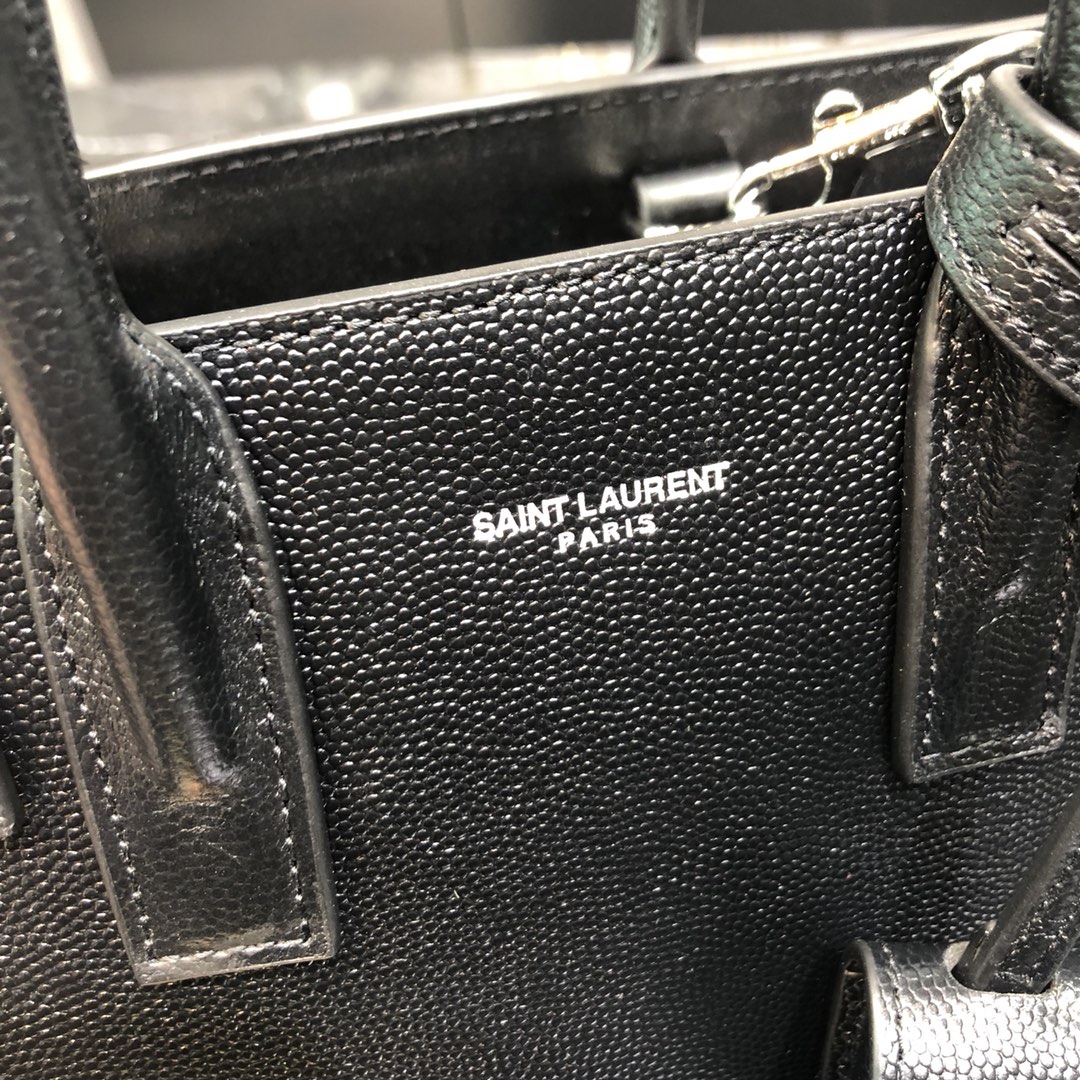 Saint Laurent Sac De Jour Nano Calfskin Handbag Shoulder Bag Black 392035 Silver